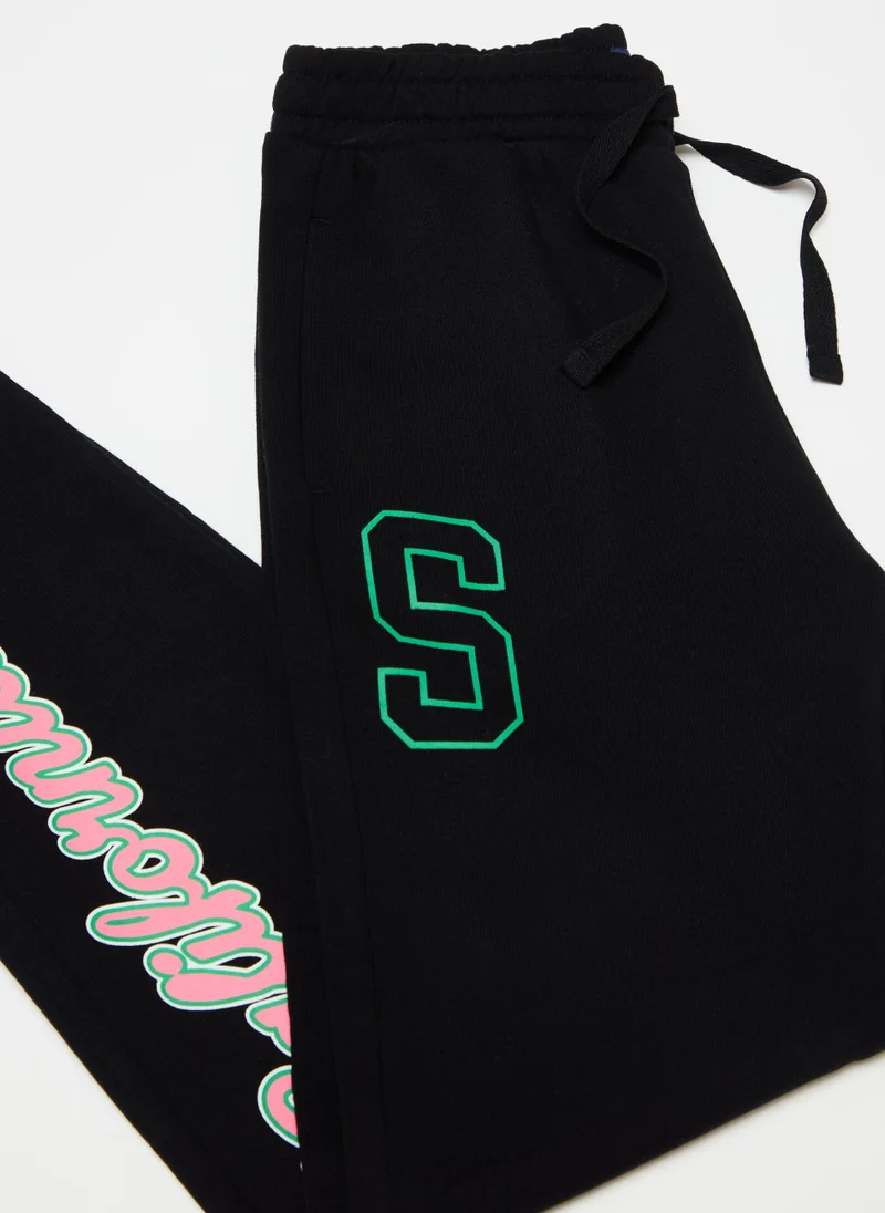 او في اس Fleece joggers with drawstring and print