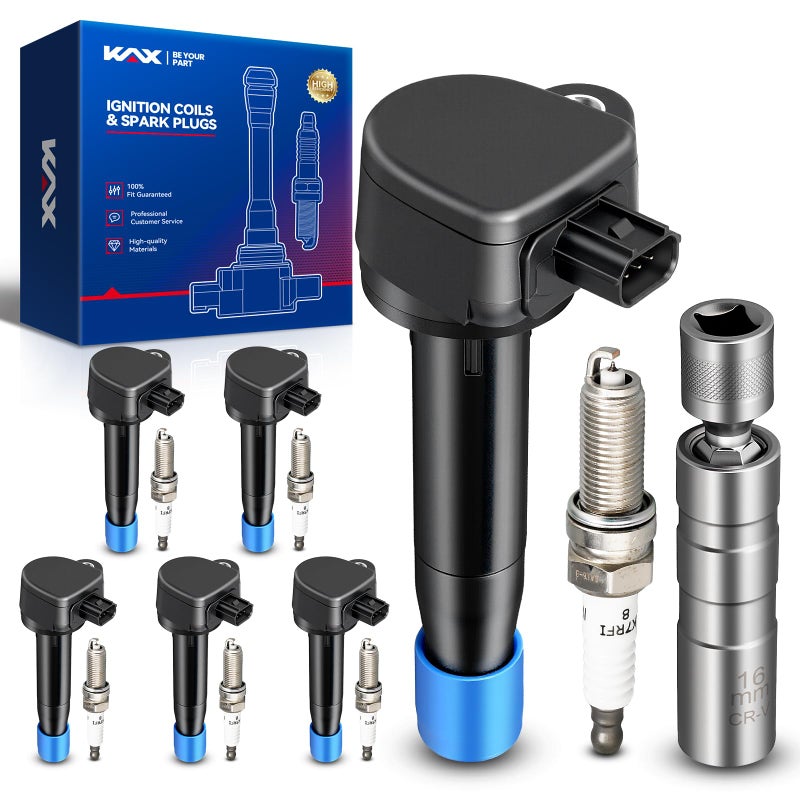 KAX Set of 6 Ignition Coil Pack Iridium Spark Plugs wMagnetic Socket for Honda Odyssey 20082017 Accord 20082012 Crosstour 20102012 Acura TL 20092014 RL 20092012 TSX 2010201435L UF603 - Image 2