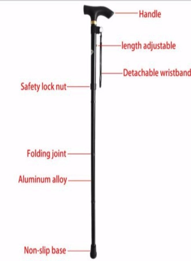 Iktu Automatic Magnetic Snap-Out Folding Crutch Walking Cane Folding Stick with Adjustable Length (33-37 Inch) (Black) - Image 2