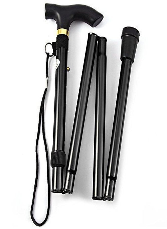 Iktu Automatic Magnetic Snap-Out Folding Crutch Walking Cane Folding Stick with Adjustable Length (33-37 Inch) (Black) - Image 1