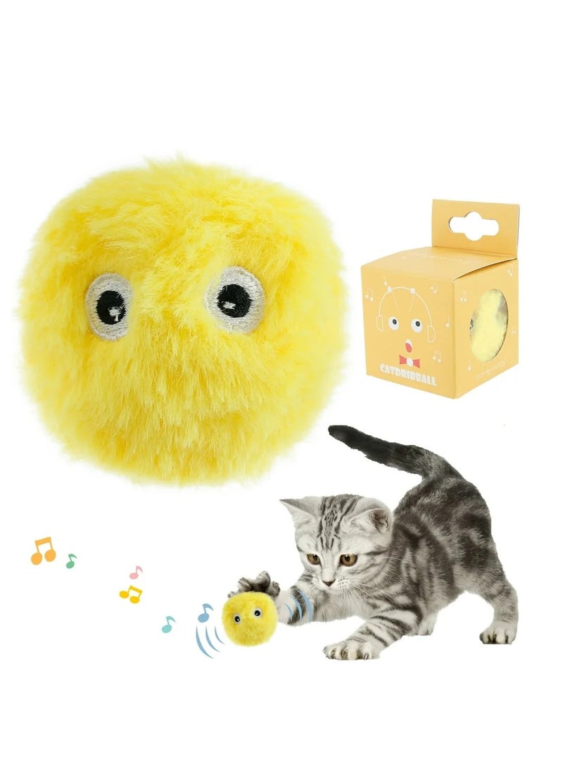 A.M Gravity Ball Cat Toy Plush Smart Tap Trigger Chirping Ball Interacts with Pets Add Catnip Cute Appearance Built-in High-sensitivity Alarm - Image 1