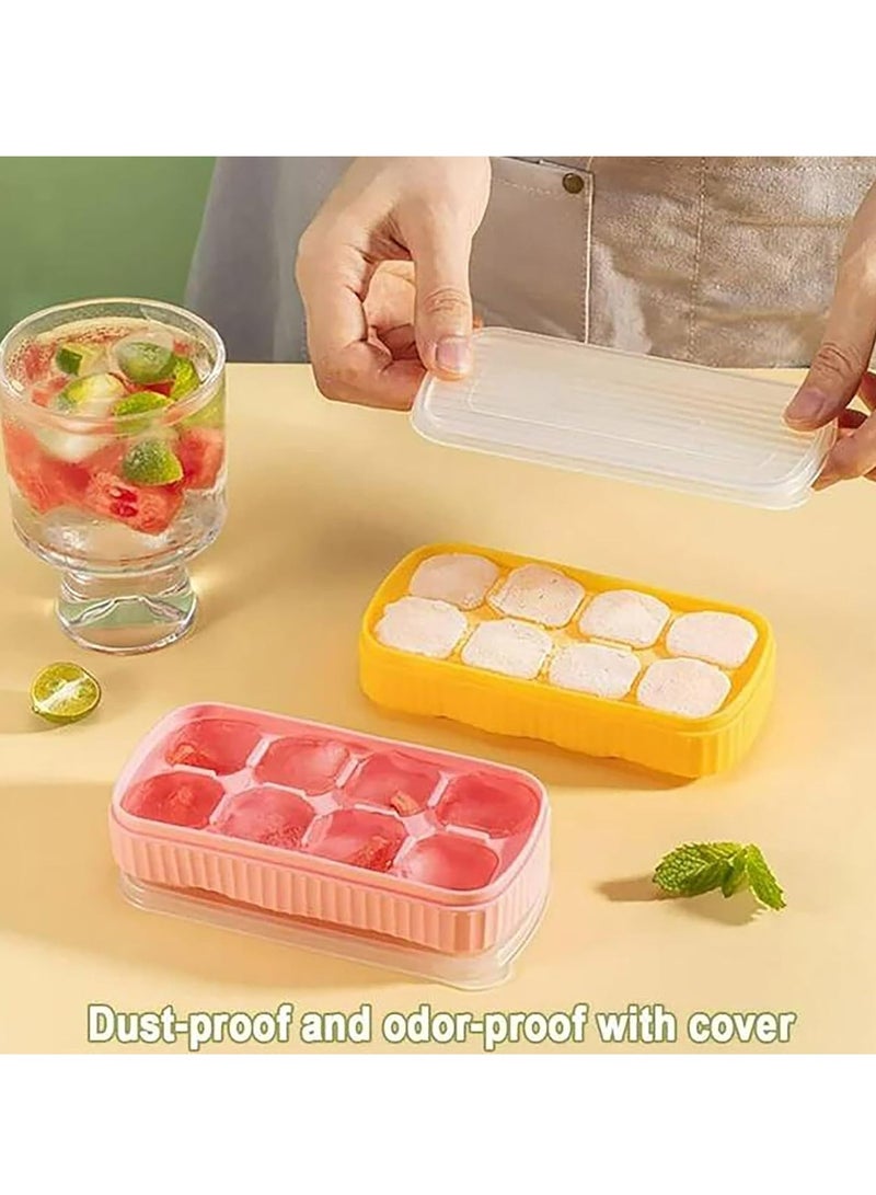 إسكدنيا صواني مكعبات ثلج سيليكون مرنة مع غطاء للثلاجة، صواني مكعبات ثلج صغيرة مع غطاء - Image 4