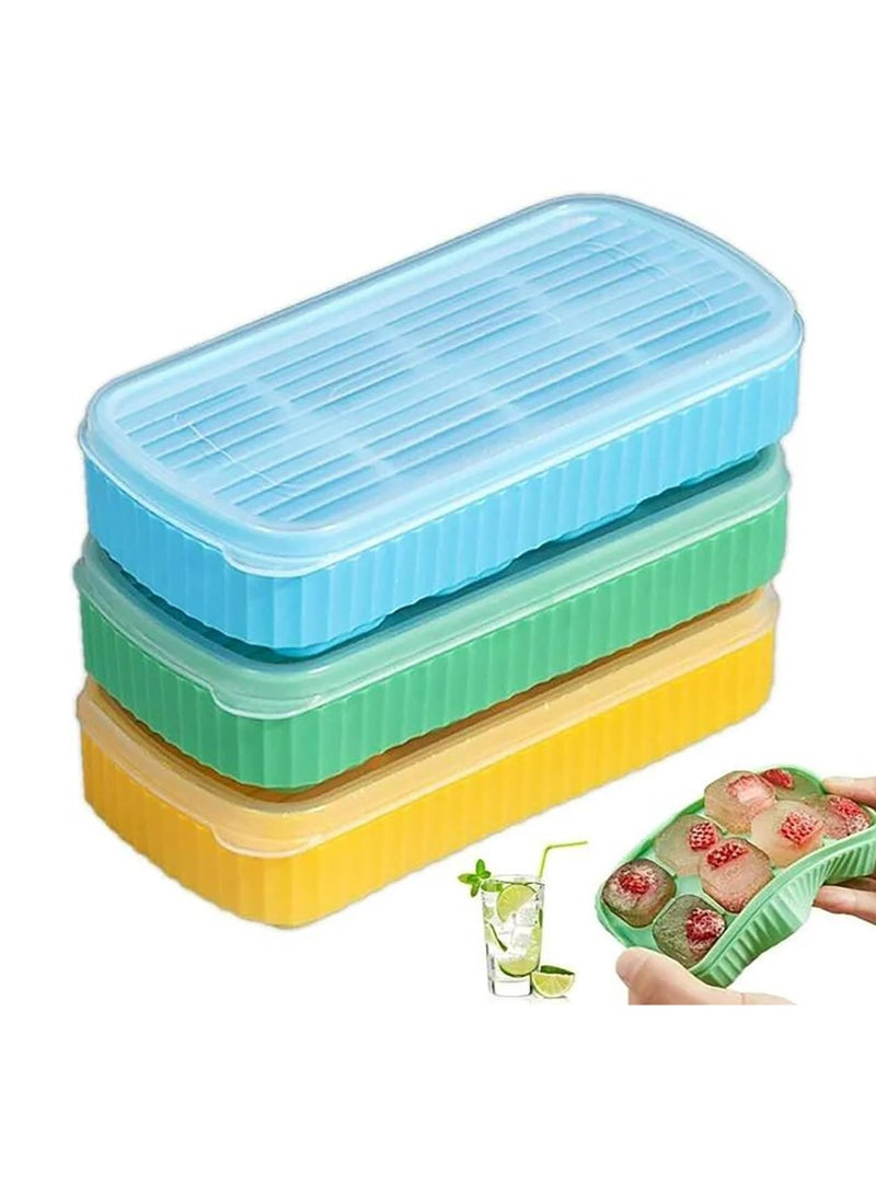 إسكدنيا صواني مكعبات ثلج سيليكون مرنة مع غطاء للثلاجة، صواني مكعبات ثلج صغيرة مع غطاء - Image 1