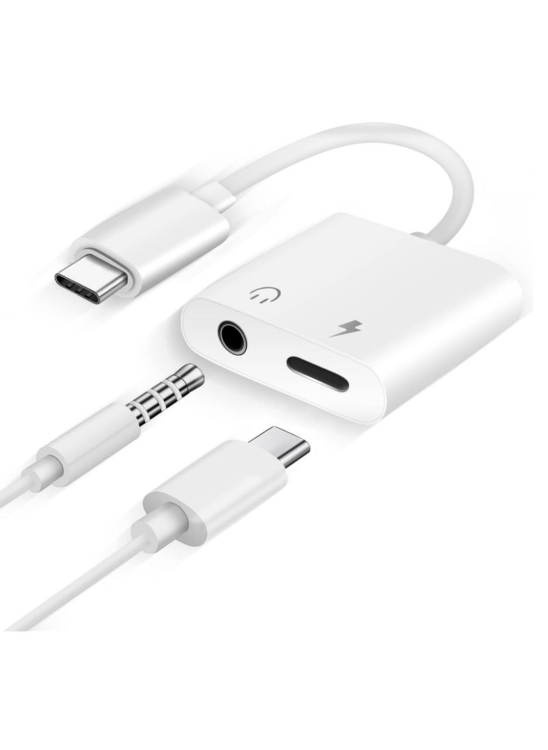 Generic - USB C 3.5mm Headphone Adapter Charger AUX to Headphone Converter Compatible with MacBook Pro iPad Huawei Mate 30 Samsung S10_ OnePlus 7 Pixel 4X. White - Image 1