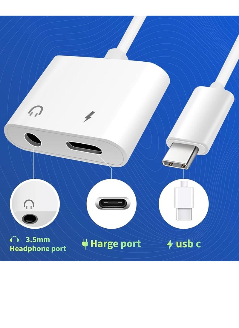 Generic - USB C 3.5mm Headphone Adapter Charger AUX to Headphone Converter Compatible with MacBook Pro iPad Huawei Mate 30 Samsung S10_ OnePlus 7 Pixel 4X. White - Image 1