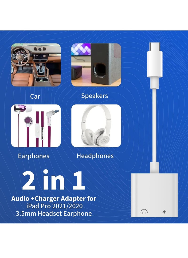 Generic - USB C 3.5mm Headphone Adapter Charger AUX to Headphone Converter Compatible with MacBook Pro iPad Huawei Mate 30 Samsung S10_ OnePlus 7 Pixel 4X. White - Image 1