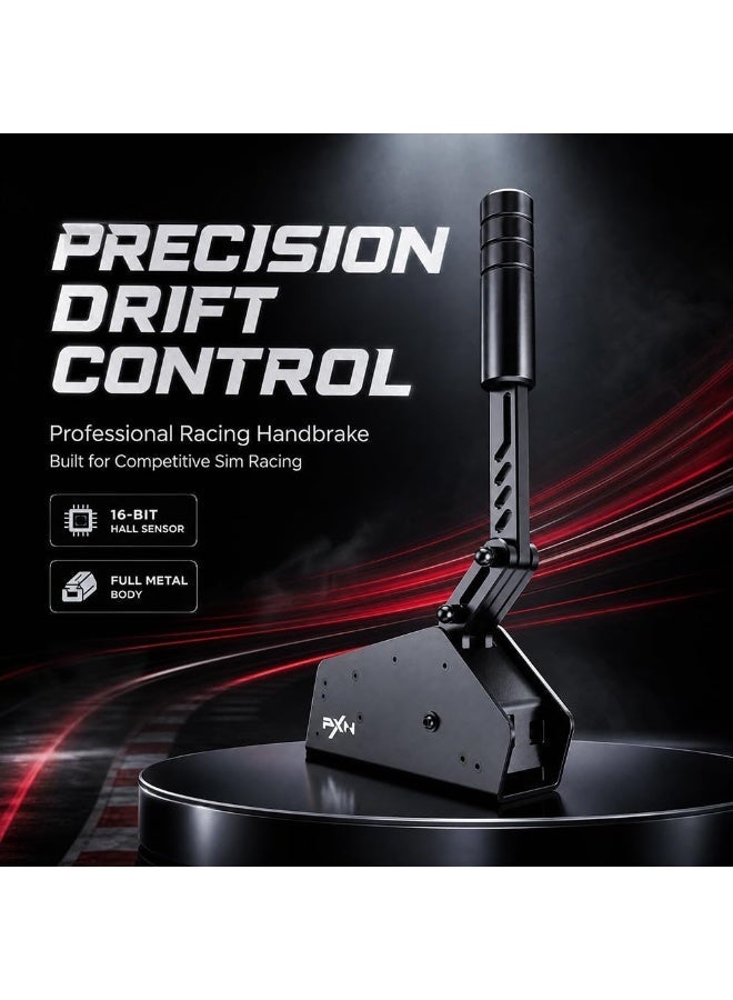 بي اكس ان PXN HB S 16-Bit Hall Sensor USB Sim Racing Handbrake for PC, Linear Drift Brake with Adjustable Force & Stroke, Aluminum Alloy and Mount Clamp, Compatible Alongside Logitech G25 G27 G29 G920 G923 & Thrustmaster Wheels - Black - Image 2