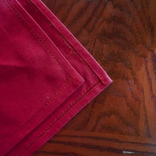 RUSTIQUE LINENS Cotton Dining Table Cover – Table Cloth 6 Seater | Water & Stain Resistant, Hem-Stitched, Heavyweight | Coffee Table Cloth – Crimson Red (190 x 150 cm) – 8 Seater Option Available - Image 3