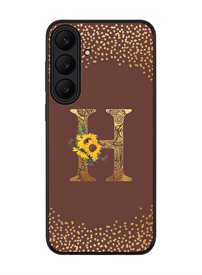 Stylizedd For Samsung Galaxy S25 FE Case,Slim fit Camera Protection, Shockproof Thin Phone cover  - Custom Floral Monogram - H  (Brown )