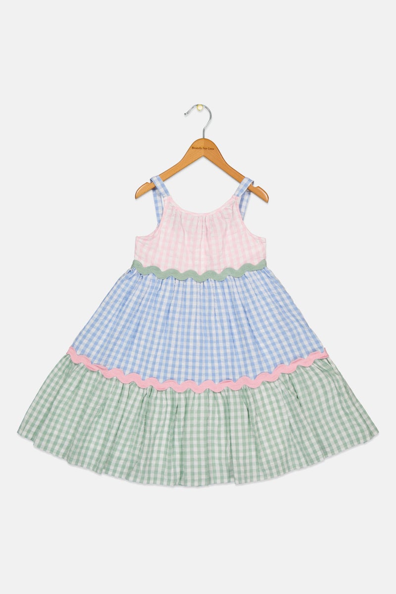Willow & Whistle Toddlers Girl Checkered Sleeveless Dress, Multicolor - Image 2