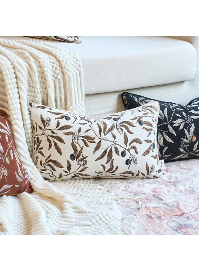 Alerfa Beige Floral Throw Pillow Cover 12 x 20 Inch Rectange Luxury Decorative Lumbar Pillow Cover for Couch Living Room Bedroom - Image 2