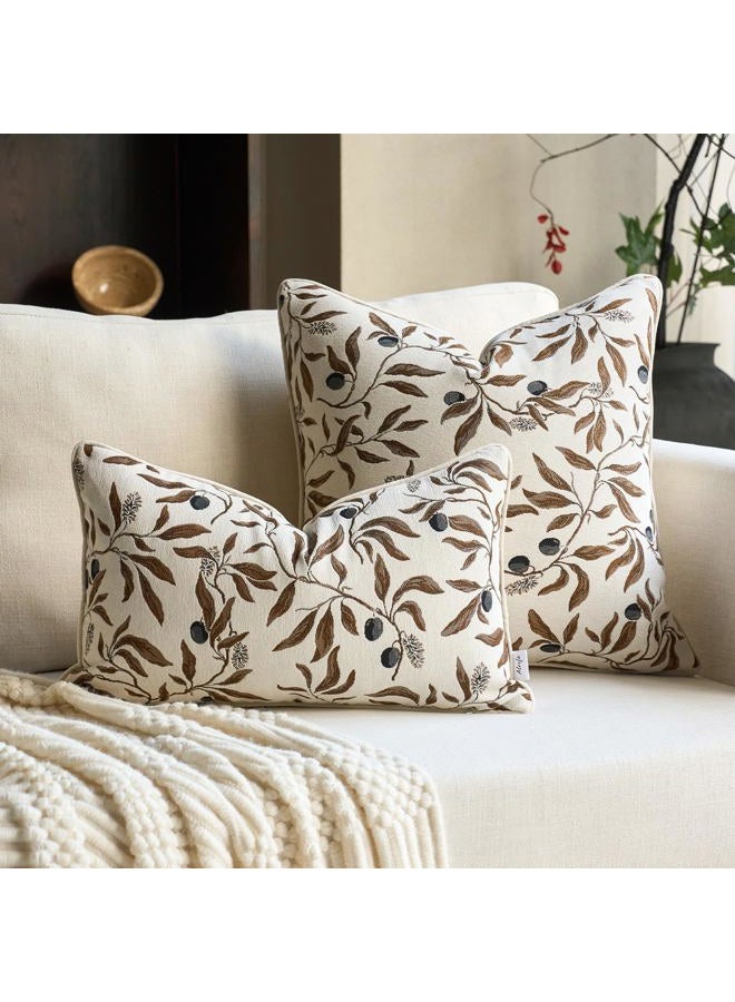 Alerfa Beige Floral Throw Pillow Cover 12 x 20 Inch Rectange Luxury Decorative Lumbar Pillow Cover for Couch Living Room Bedroom - Image 5