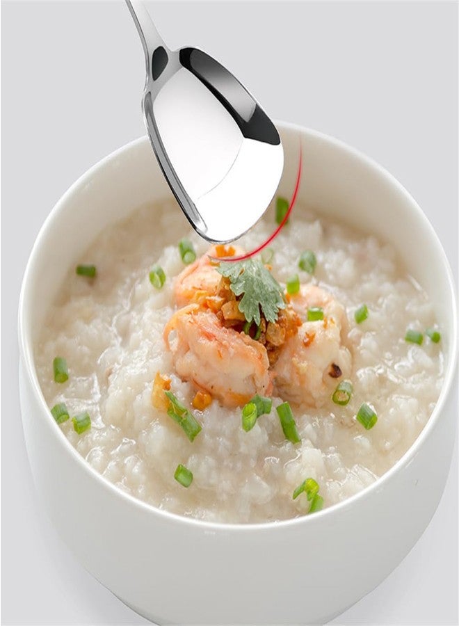 chislim Square Head Stainless Steel Spoons,4PCS Korean style Thick Heavy Weight Soup Spoons,Dessert Spoons 7.3 Inch (silver) - Image 5