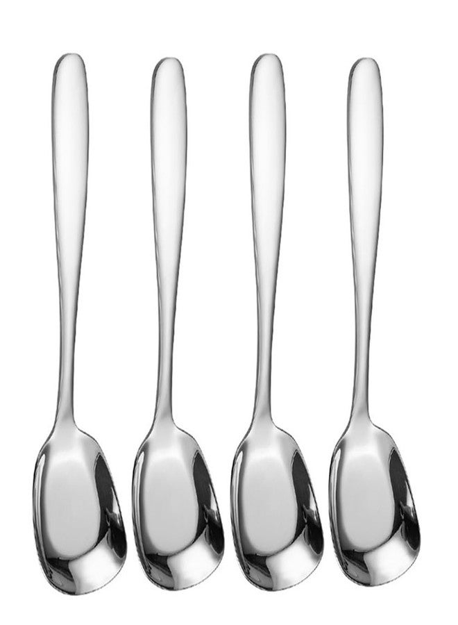 chislim Square Head Stainless Steel Spoons,4PCS Korean style Thick Heavy Weight Soup Spoons,Dessert Spoons 7.3 Inch (silver) - Image 1
