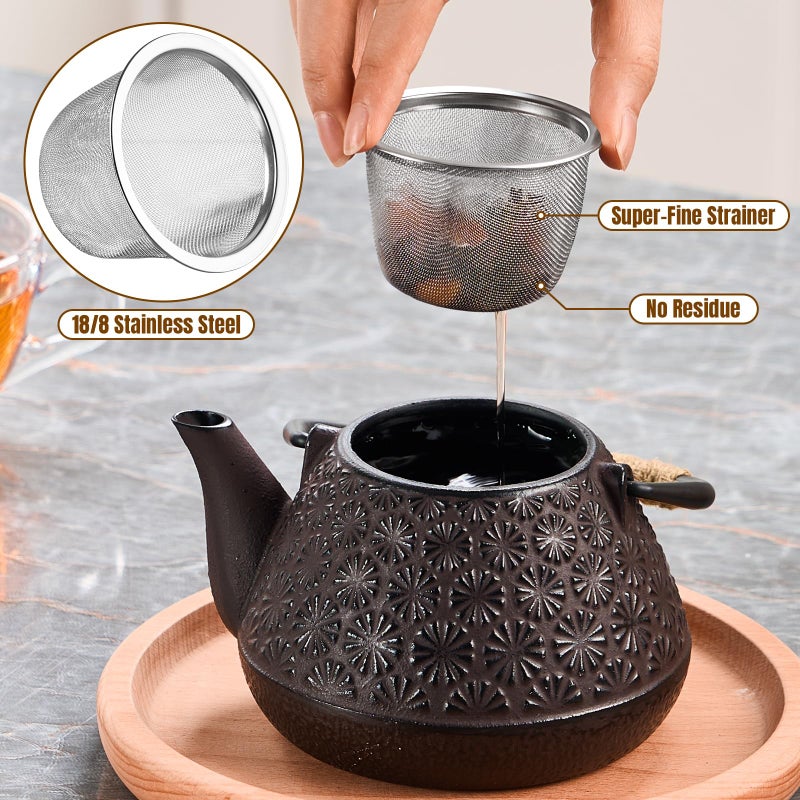 PARACITY Cast Iron Teapot Japanese 800ml/27oz, Tea Kettle Pot for Stove Top, Tea Pot with Stainless Steel Infusers for Loose Tea, Boiling Hot Water Tea, Mothers Day Gifts from Daughter/Son - Image 4