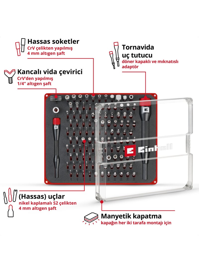 114-piece precision and electronic repair set (including precision bits, hook tip, precision sockets, screwdriver bit holder, storage case, with extension adapter)
