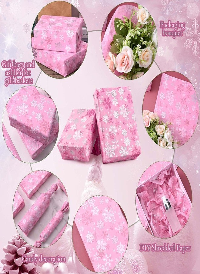 Bolsome 100 Sheets 20 * 14 Inches Christmas Tissue Paper for Gift Wrapping Pink Snowflake Printed Tissue Paper for Gift Bags for Xmas Party Baby Shower Birthday Party DIY Craft - Image 5