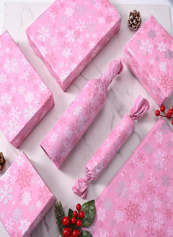 Bolsome 100 Sheets 20 * 14 Inches Christmas Tissue Paper for Gift Wrapping Pink Snowflake Printed Tissue Paper for Gift Bags for Xmas Party Baby Shower Birthday Party DIY Craft - Image 4