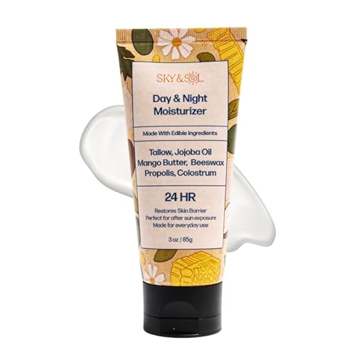 Sky and Sol Everything Cream | 100% Grass Fed Beef Tallow Moisturizer for Face and Body | Day & Night Skincare | Safe Natural Edible-Grade Ingredients | After-Sun Care | All Skin Types | 3 oz - Image 1