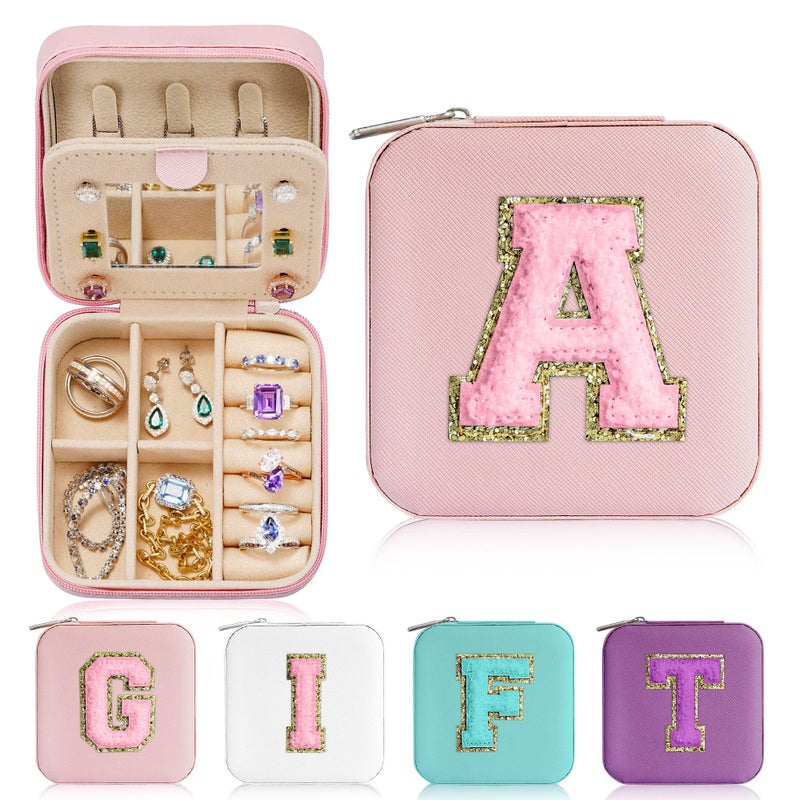 Parima Gifts for Girls - Gifts for Teen Girl Trendy Stuff, 6,7,8,9,10,11,12 Year Old Girl Birthday Gift Travel Jewelry Box Organizer Gift 2026 - Letter A, Pink - Image 1