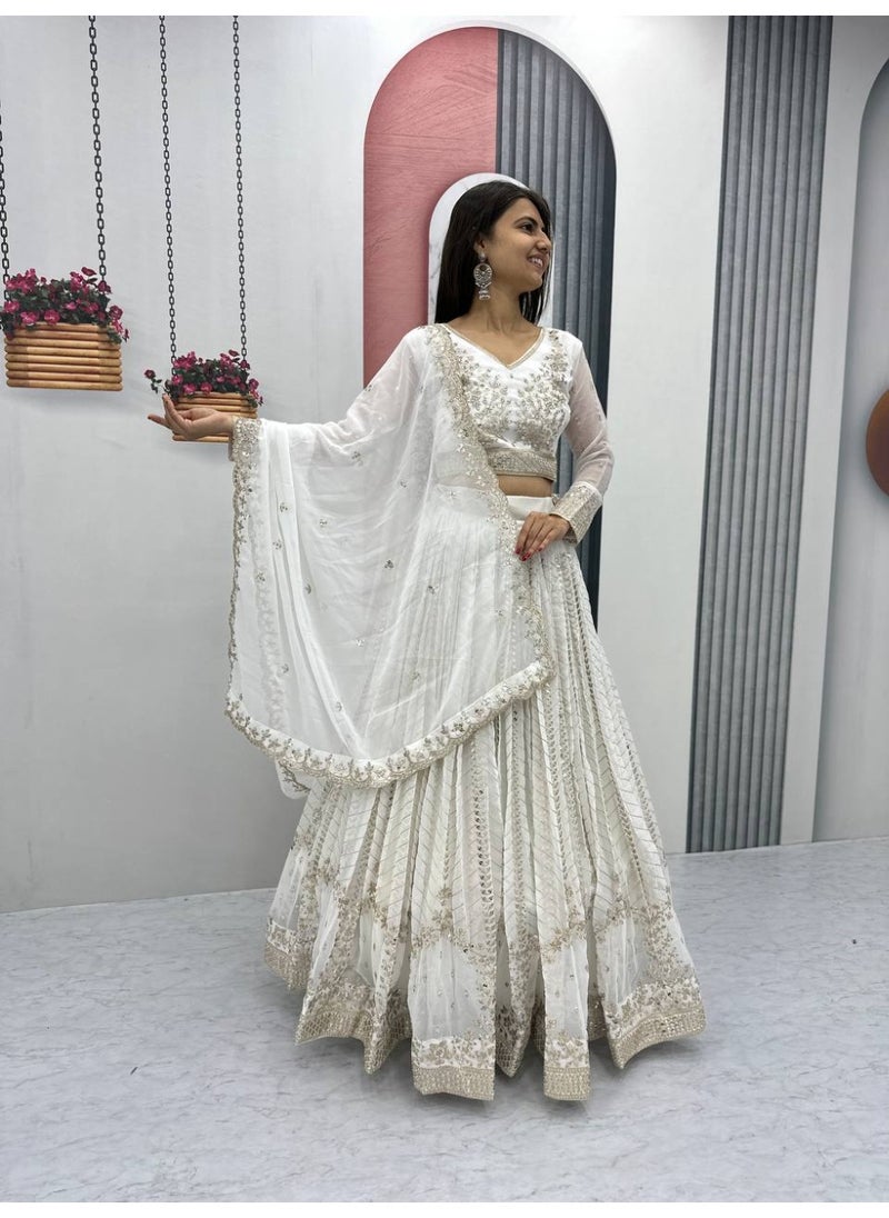 Super Asian Premium Heavy Faux Georgette Embroidered Lehenga Choli Set for Women – Fully Stitched with Dupatta  - Image 1