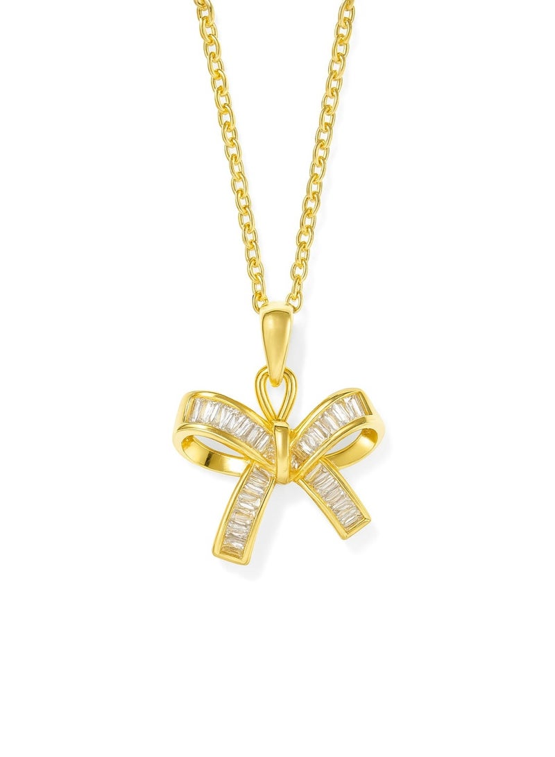 FLUFFY Women’s Necklace with Crystal Bow Pendant, Elegant Style - Image 3