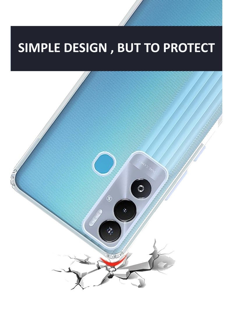 My Choice Soft Flexible Transparent Silicone Protective Back Case Cover for Tecno Pova Neo -Transparent - Image 2