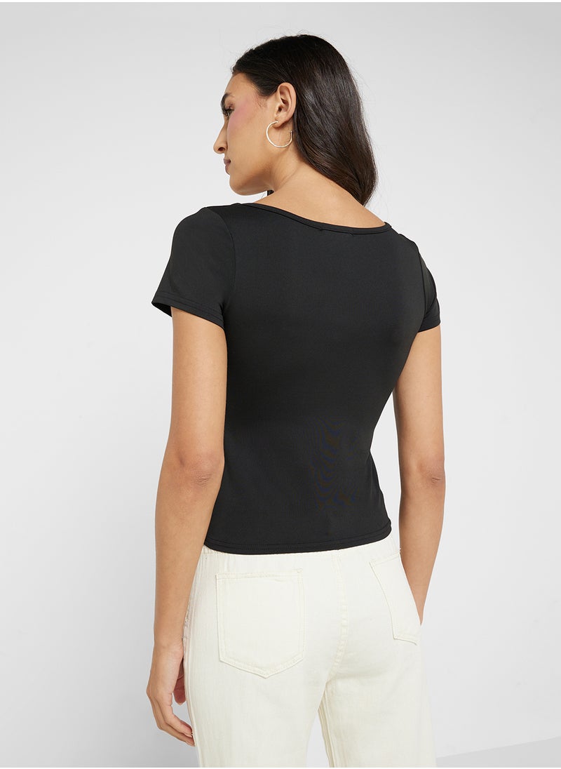 Ginger Basics - Scoop Neck Seamless T-Shirt With Bra Top - Image 1