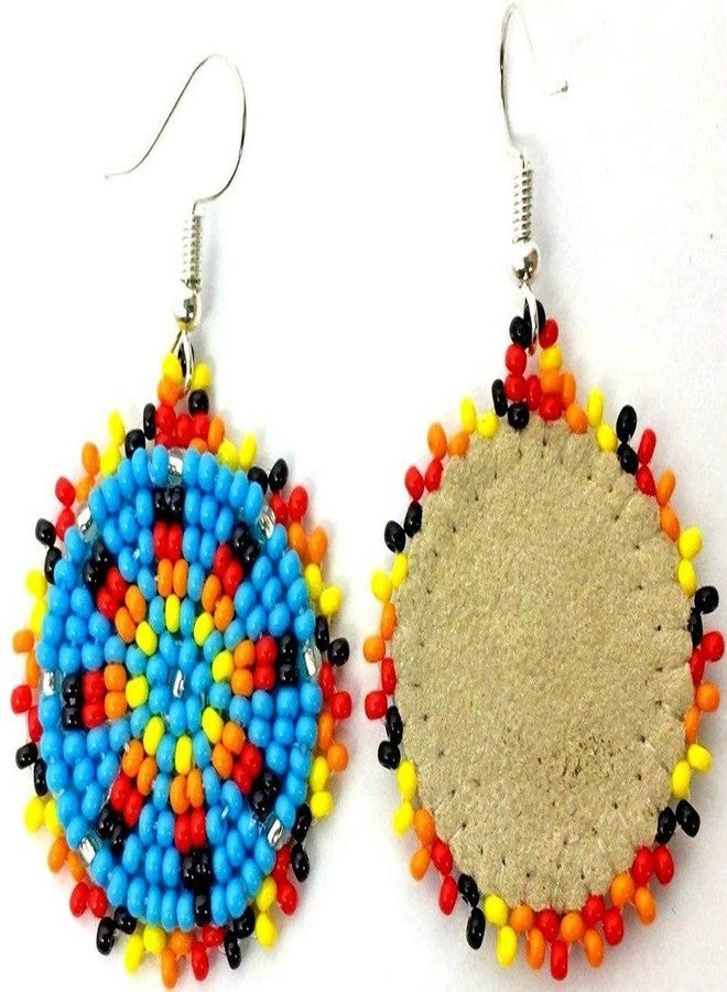 BeadsCorner Handmade Beaded Earrings 1.2 Round (Blue Red Green) - Image 5