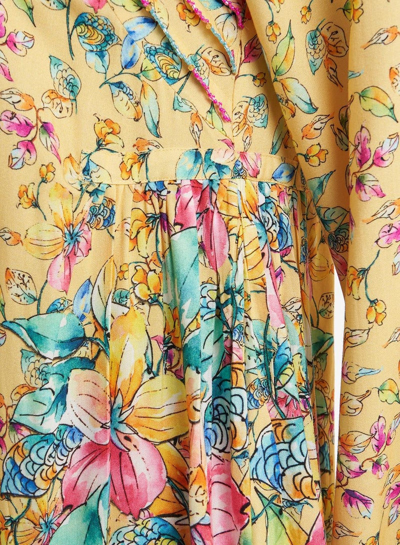 KASHKHA Kuwaiti Cut Floral Print Rayon Jalabiya - Image 5