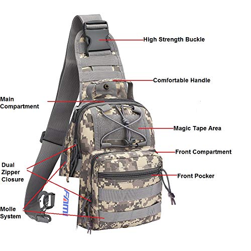 FAMI Outdoor Tactical Bag Backpack, Military Sport Bag Pack Sling Shoulder Backpack Tactical Satchel for Every Day Carry (ACU) - Image 3