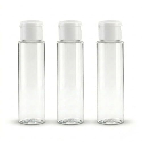 Hian 100ml Clear Plastic Travel Bottles | Pack of 3 (14x4 cm) | BPA-Free, Leakproof with White Flip Caps | Compact and Travel-Friendly | Perfect for Toiletries, Sanitizers, Lotions - Image 1
