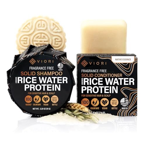 Viori Native Essence Shampoo and Conditioner Bar Set Made with Rice Water - Handcrafted Sulfate Free Shampoo and Conditioner - Image 1