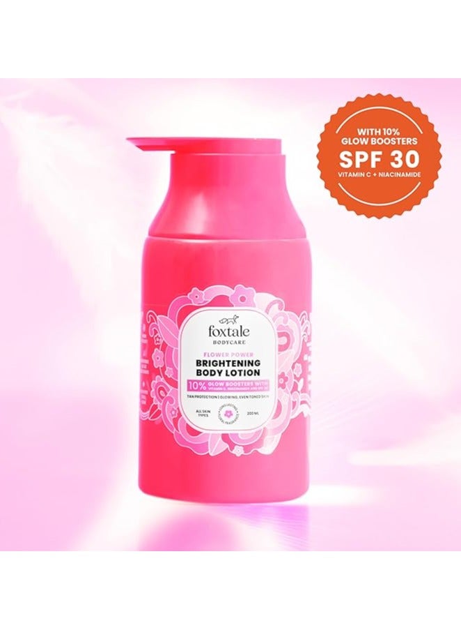 foxtale Spf 30 Detan Brightening Body Lotion With Niacinamide & Vitamin C For Glowing Skin|Lightweight & Non-Sticky|Floral Fragrance|Body Lotion For Men & Women|All Skin Type|200 Ml - Image 1