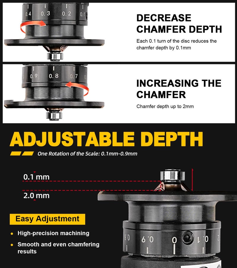 SI FANG Air Chamfer Tool for Metal Deburring Chamfering, Portable Handheld Pneumatic Mini Beveler, C0.1-2 Angle Quick Beveling & Trimming, with Replace Carbide Blades Inserts and Bearings - Image 5
