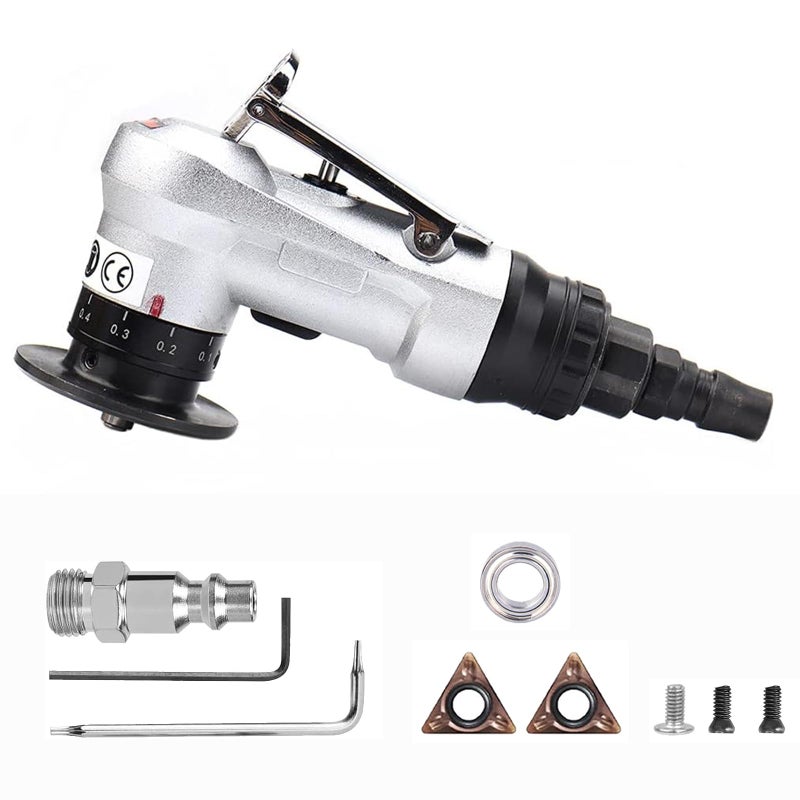 SI FANG Air Chamfer Tool for Metal Deburring Chamfering, Portable Handheld Pneumatic Mini Beveler, C0.1-2 Angle Quick Beveling & Trimming, with Replace Carbide Blades Inserts and Bearings - Image 1