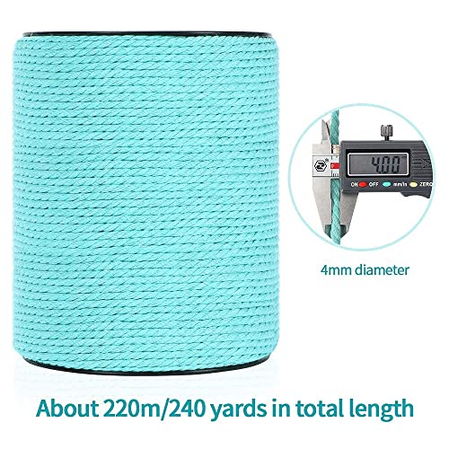 HOMEBOBO Macrame Cord 4mm x 240Yards (722Feet), Colored Cotton Macrame Rope - 3 Strands Twisted Colorful Macrame Cotton Cord for Wall Hanging, Plant Hangers, Gift Wrapping and Wedding Decorations, Teal - Image 5