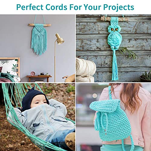 HOMEBOBO Macrame Cord 4mm x 240Yards (722Feet), Colored Cotton Macrame Rope - 3 Strands Twisted Colorful Macrame Cotton Cord for Wall Hanging, Plant Hangers, Gift Wrapping and Wedding Decorations, Teal - Image 3