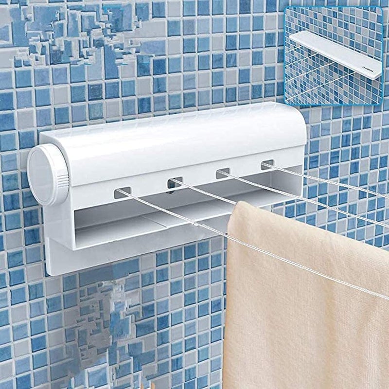 LOMESH Cloth Drying Rope Hanger Foldable Hanger Clothes Racks Home Balcony Dryer Laundry Wet Dry Clothes Rope Retractable Hanging Wall Mounted Hooks Plastic Machine - Image 2