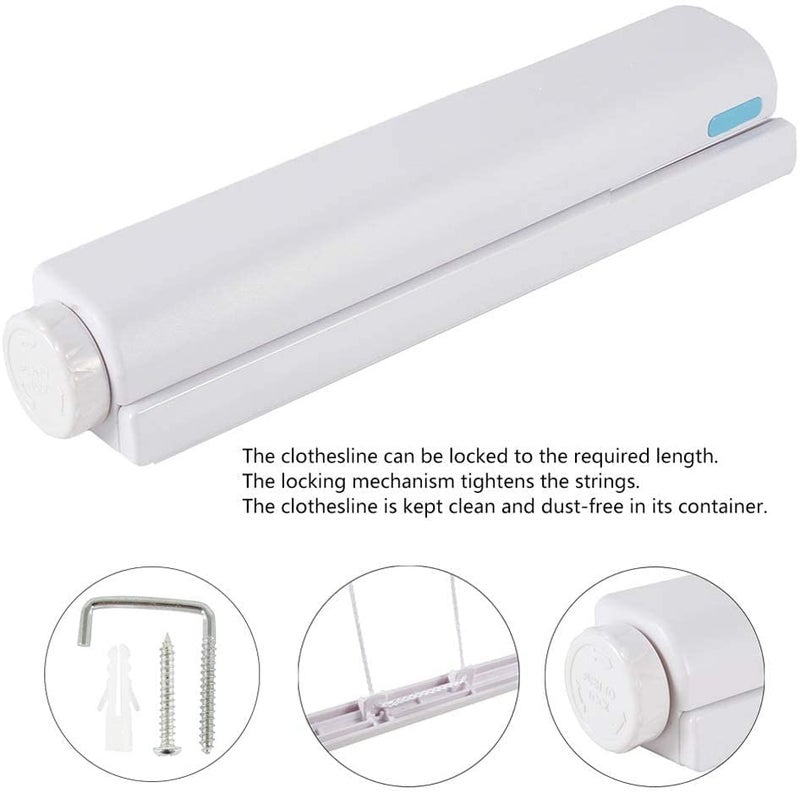 LOMESH Cloth Drying Rope Hanger Foldable Hanger Clothes Racks Home Balcony Dryer Laundry Wet Dry Clothes Rope Retractable Hanging Wall Mounted Hooks Plastic Machine - Image 5