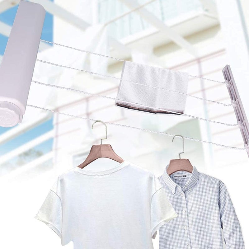 LOMESH Cloth Drying Rope Hanger Foldable Hanger Clothes Racks Home Balcony Dryer Laundry Wet Dry Clothes Rope Retractable Hanging Wall Mounted Hooks Plastic Machine - Image 4