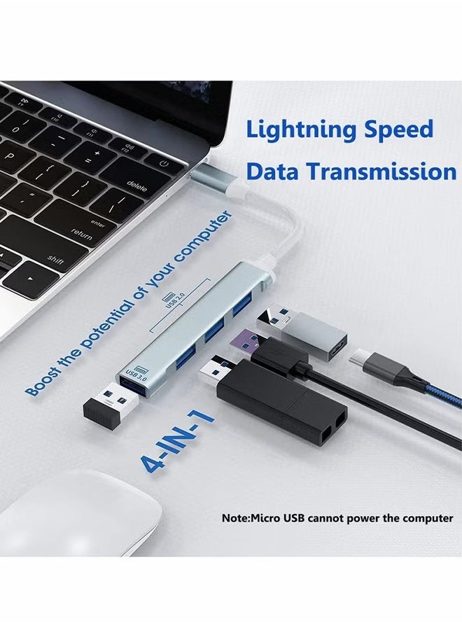 USB C Hub, 4-Port USB C adapter with 3.0 and 2.0 port USB Extender Splitter for Mac Pro/mini, for Surface Pro, Desktop Computer PC, Notebook PC, Mobile HDD, etc. Extension, Type-C Docking Station
