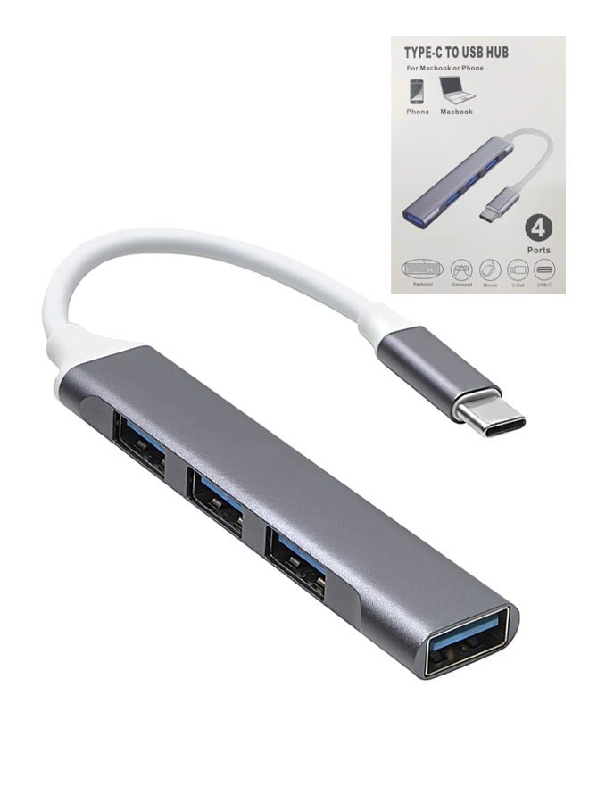 USB C Hub, 4-Port USB C adapter with 3.0 and 2.0 port USB Extender Splitter for Mac Pro/mini, for Surface Pro, Desktop Computer PC, Notebook PC, Mobile HDD, etc. Extension, Type-C Docking Station