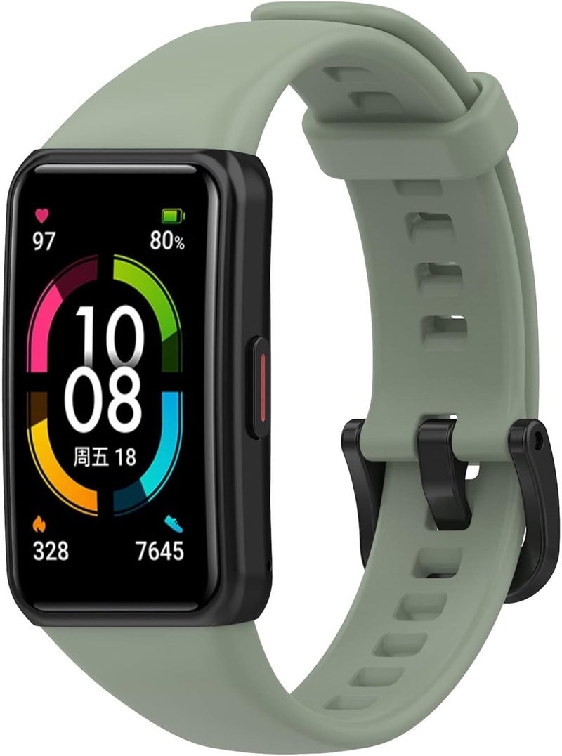 Watch Strap Compatible with Huawei band 6 Pro, Suitable 6 and Honor 6 rubber Light green - Image 2