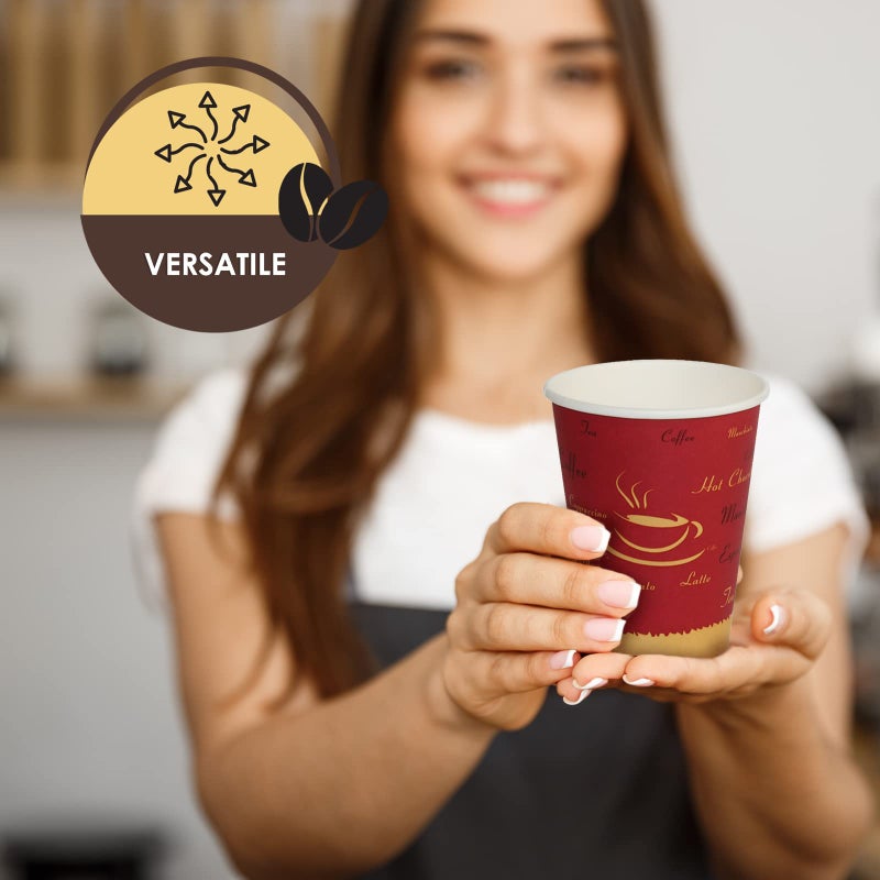PAMI Disposable Coffee Cups, Single-Use Paper Cups, To-Go Hot Beverage Cups for Espresso Coffee Tea Hot Chocolate, Leak Resistant, Cafe & Home Use (50, 12oz) - Image 4