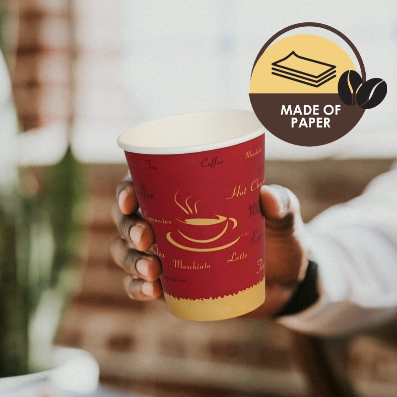 PAMI Disposable Coffee Cups, Single-Use Paper Cups, To-Go Hot Beverage Cups for Espresso Coffee Tea Hot Chocolate, Leak Resistant, Cafe & Home Use (50, 12oz) - Image 2
