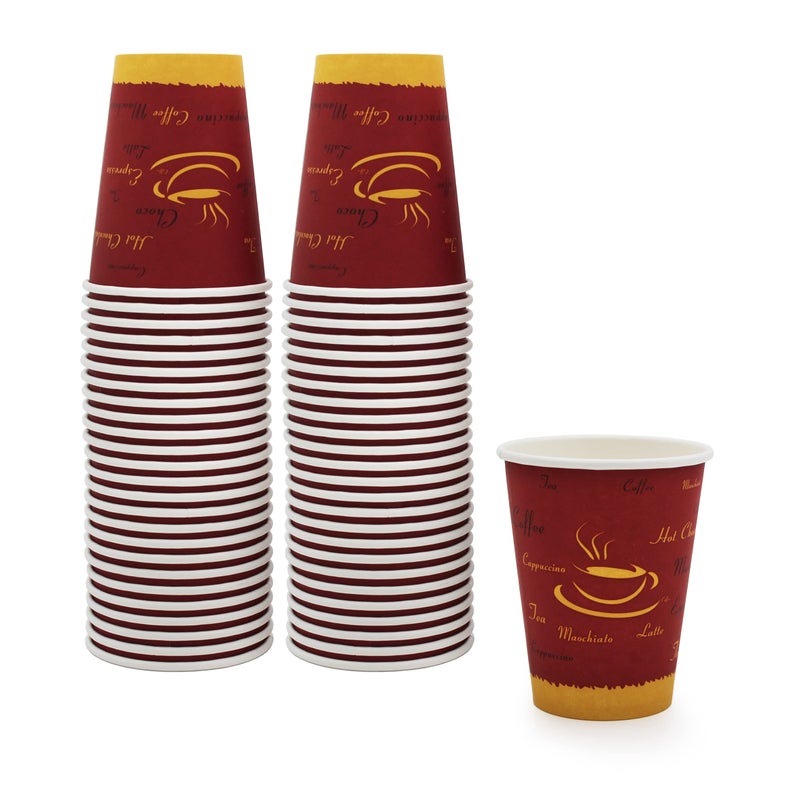 PAMI Disposable Coffee Cups, Single-Use Paper Cups, To-Go Hot Beverage Cups for Espresso Coffee Tea Hot Chocolate, Leak Resistant, Cafe & Home Use (50, 12oz) - Image 1
