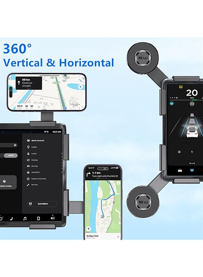 KASTWAVE Tesla Phone Mount, Strongest Magnet Power Magnetic Car Phone Holder Mount For Tesla 3/Y Accessories Fits For All Iphone & Android Phones - With Magnetic Ring - Image 4