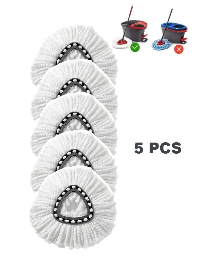 بكومور رؤوس إعادة تعبئة ممسحة دوارة (عبوة من 5 قطع) - رؤوس ممسحة بديلة من الألياف الدقيقة متوافقة مع ممسحة فيليدا إيزي ورينج آند كلين وتوربو ميكروفايبر - عبوات قابلة للغسل ومتينة لتنظيف الأرضيات - Image 1