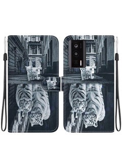 Case Cover For Xiaomi Poco F5 Pro Crystal Texture Colored Drawing Leather Phone Case Cat Tiger Reflection